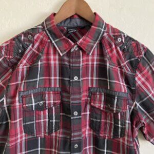 Burnside Western Shirt Mens Large Plaid Cowboy